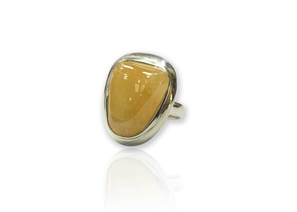 Gold Plated Yellow Jasper Uncut Gemstone Fashion Ring